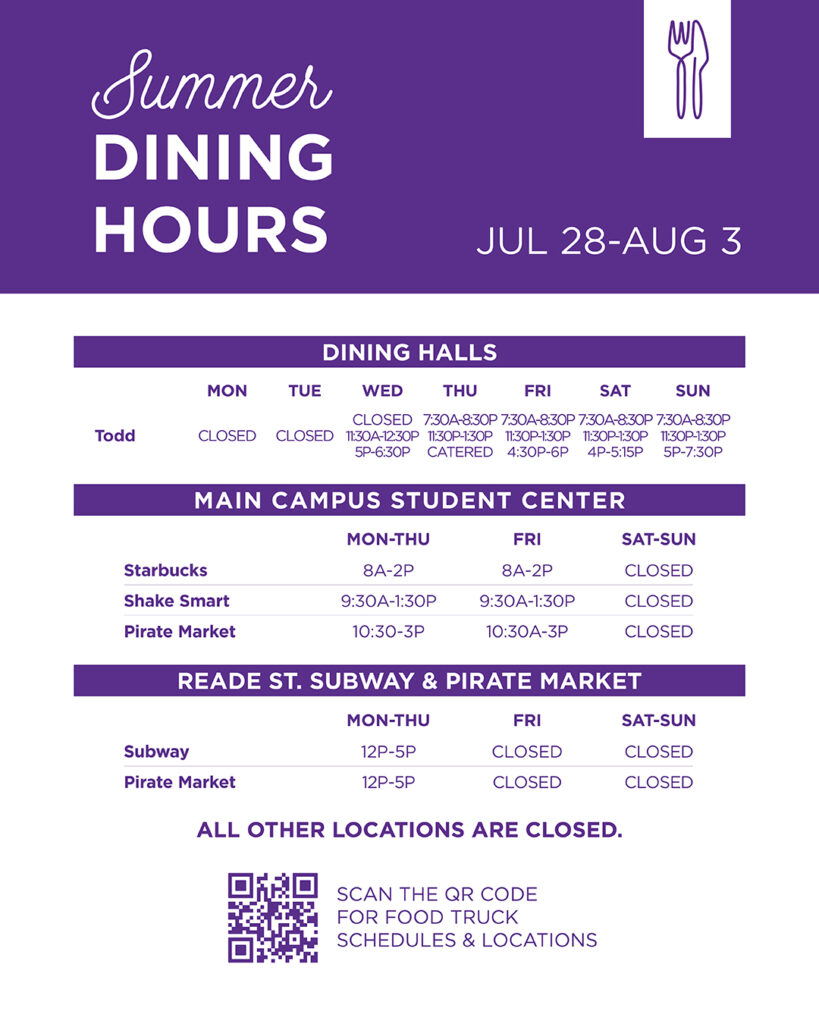 Hours of Operation July 28-August 3